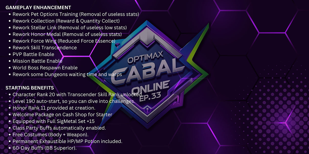 OPTIMAX CABAL EP.33 SERVER INFO